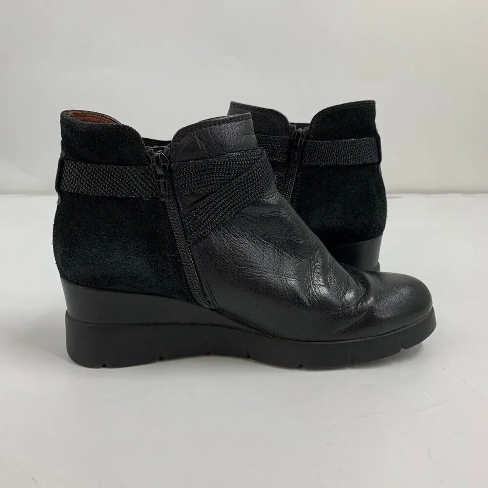 Hispanitas Women's Larae Leather Cross‎ Buckle Heeled Boot Size 7.5/38